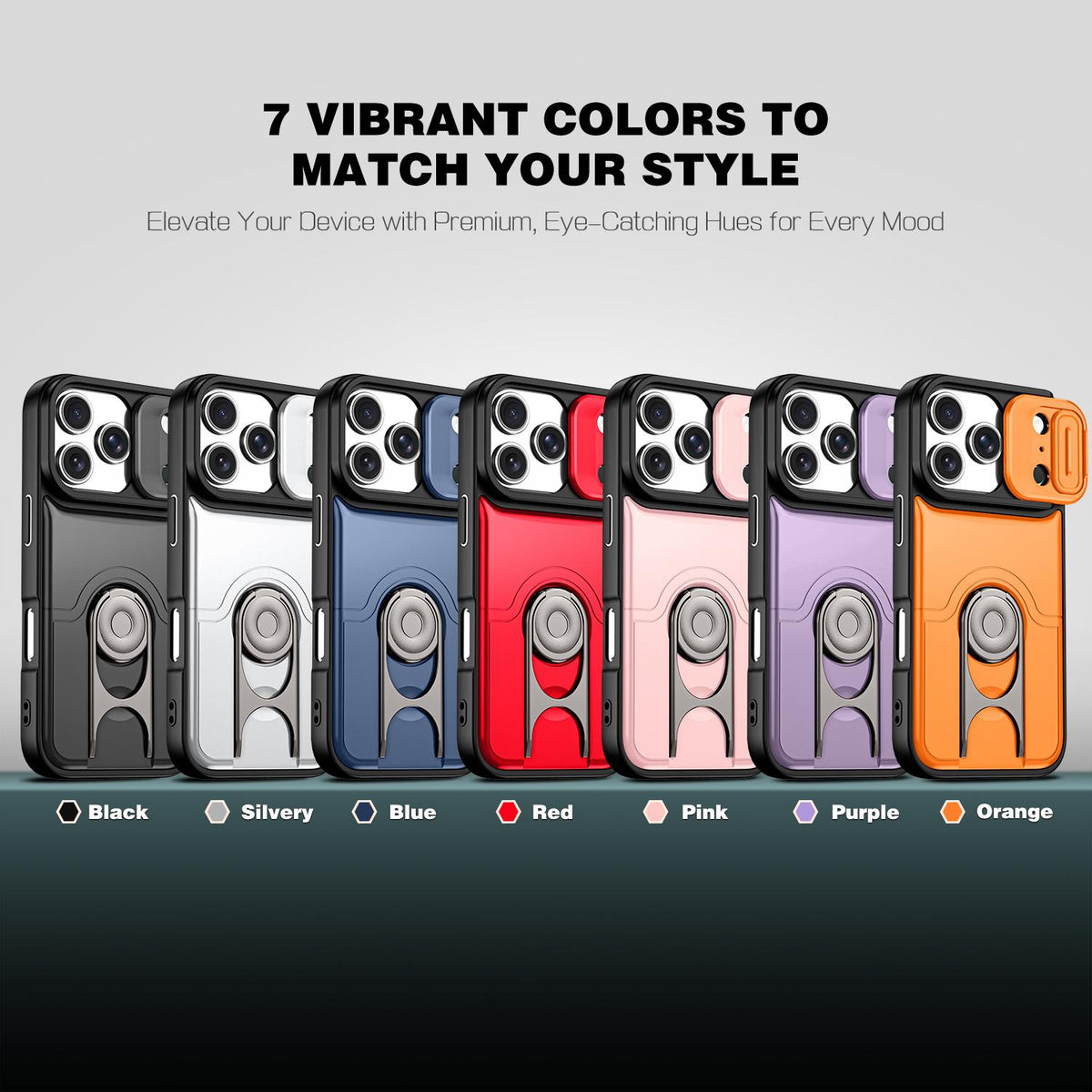 For iPhone 17 Pro Sliding Camera Cover 2 in 1 Rotating Holder Air Bag Shockproof Phone Case - Purple - EDA009696502C