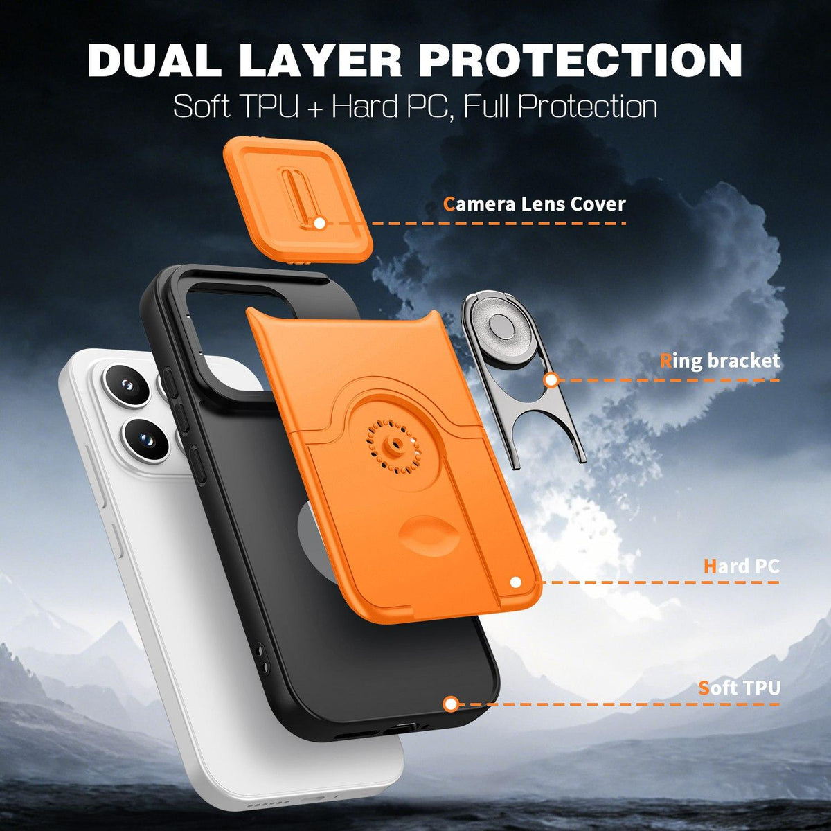For Redmi K90/Poco F8 Pro 5G Sliding Camera Cover 2 in 1 Rotating Holder Air Bag Shockproof Phone Case - Red - EDA009696701D