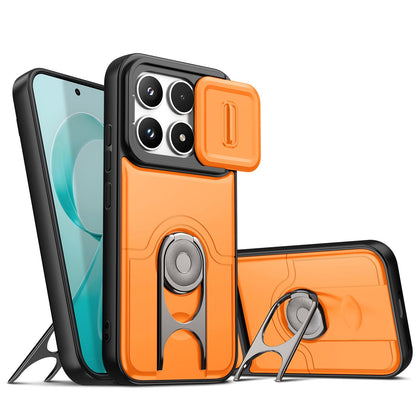 For Redmi K90/Poco F8 Pro 5G Sliding Camera Cover 2 in 1 Rotating Holder Air Bag Shockproof Phone Case - Orange - EDA009696701F