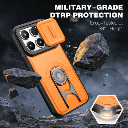 For Redmi K90/Poco F8 Pro 5G Sliding Camera Cover 2 in 1 Rotating Holder Air Bag Shockproof Phone Case - Blue - EDA009696701G