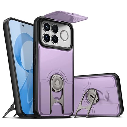 For Redmi K90 Pro Max/Poco F8 Ultra 5G Sliding Camera Cover 2 in 1 Rotating Holder Air Bag Shockproof Phone Case(Purple)