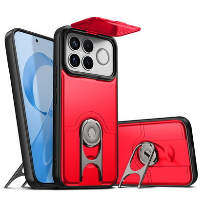 For Redmi K90 Pro Max/Poco F8 Ultra 5G Sliding Camera Cover 2 in 1 Rotating Holder Air Bag Shockproof Phone Case(Red)