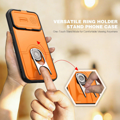 For Redmi K90 Pro Max/Poco F8 Ultra 5G Sliding Camera Cover 2 in 1 Rotating Holder Air Bag Shockproof Phone Case(Orange)