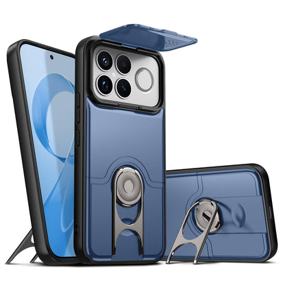 For Redmi K90 Pro Max/Poco F8 Ultra 5G Sliding Camera Cover 2 in 1 Rotating Holder Air Bag Shockproof Phone Case(Blue)