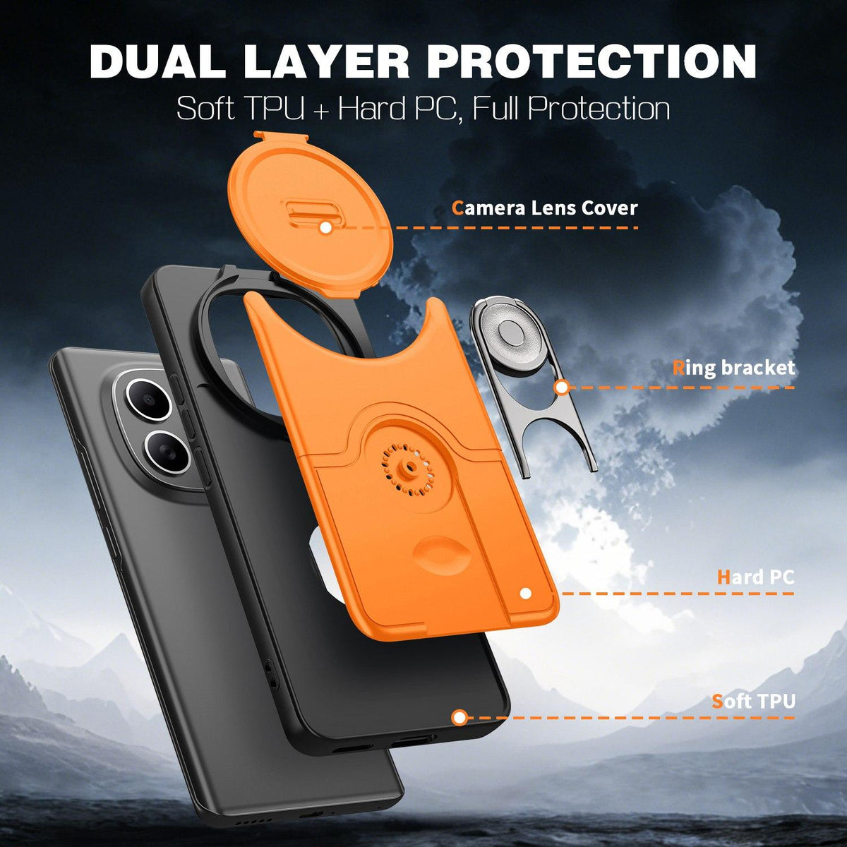 For Redmi Note 15 5G/4G Global 164mm Sliding Camera Cover 2 in 1 Rotating Holder Air Bag Shockproof Phone Case - Silvery - EDA009696703A