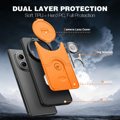 For Redmi Note 15 5G/4G Global 164mm Sliding Camera Cover 2 in 1 Rotating Holder Air Bag Shockproof Phone Case - Silvery - EDA009696703A