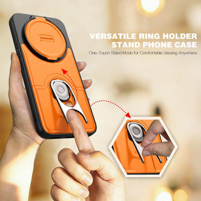 For Redmi Note 15 5G/4G Global 164mm Sliding Camera Cover 2 in 1 Rotating Holder Air Bag Shockproof Phone Case - Orange - EDA009696703F