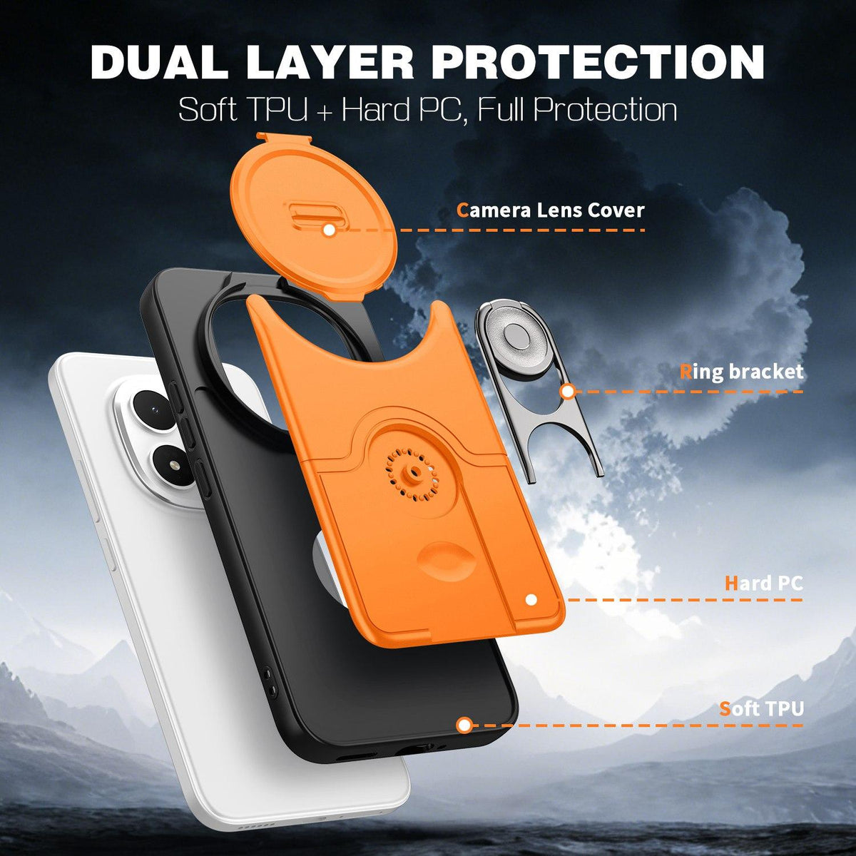 For Redmi Note 15 Pro+ 5G Global 163.3mm Sliding Camera Cover 2 in 1 Rotating Holder Air Bag Shockproof Phone Case - Pink - EDA009696706E