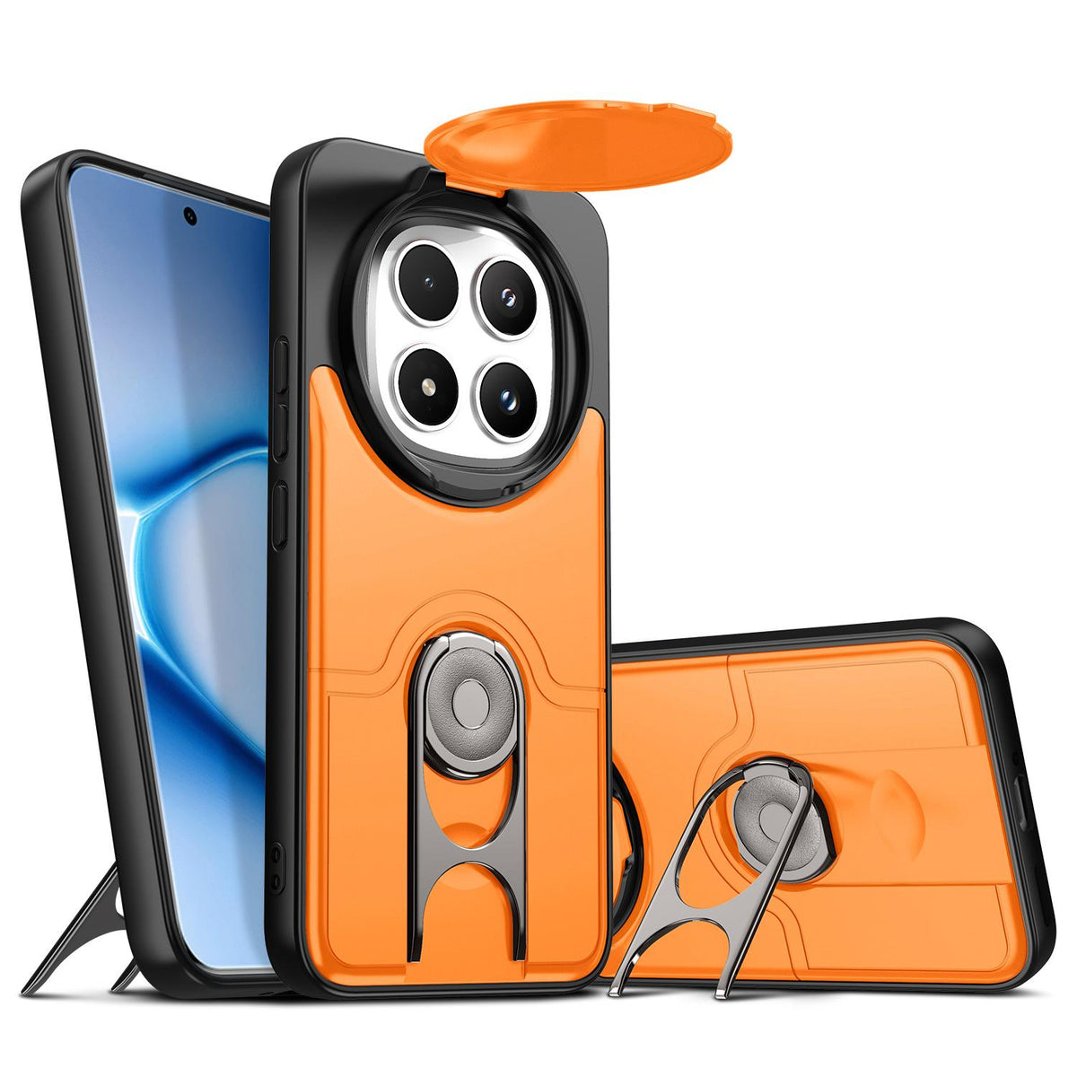 For Redmi Note 15 Pro+ 5G Global 163.3mm Sliding Camera Cover 2 in 1 Rotating Holder Air Bag Shockproof Phone Case - Orange - EDA009696706F