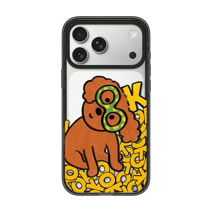 For iPhone 17 Pro Max Cute Dog Pattern Acrylic TPU Phone Case - Brown Curly Haired Puppy - EDA009696801B