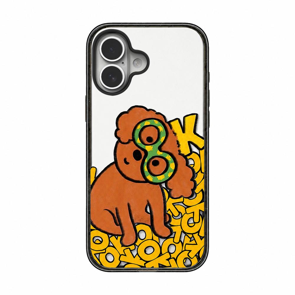 For iPhone 17 Cute Dog Pattern Acrylic TPU Phone Case - Brown Curly Haired Puppy - EDA009696803B