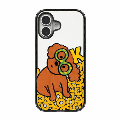 For iPhone 17 Cute Dog Pattern Acrylic TPU Phone Case - Brown Curly Haired Puppy - EDA009696803B