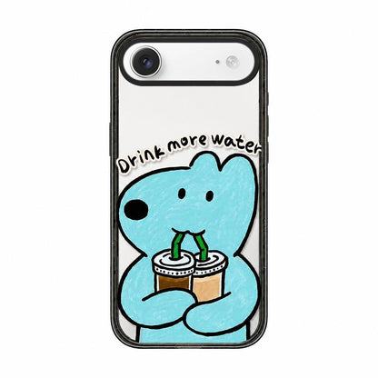 For iPhone Air Cute Dog Pattern Acrylic TPU Phone Case - Blue Puppy Drinking Water - EDA009696804A
