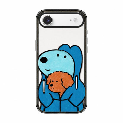 For iPhone Air Cute Dog Pattern Acrylic TPU Phone Case - Blue Dog Hugging Brown Dog - EDA009696804C