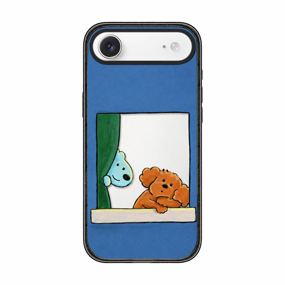 For iPhone Air Cute Dog Pattern Acrylic TPU Phone Case - Window Blue Dog and Brown Dog - EDA009696804D