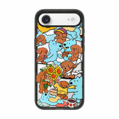 For iPhone Air Cute Dog Pattern Acrylic TPU Phone Case - Blue Brown Dog Friends - EDA009696804E