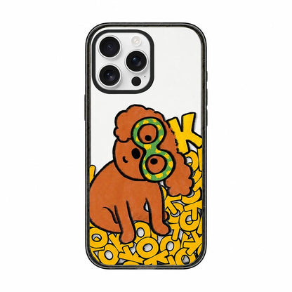 For iPhone 16 Pro Cute Dog Pattern Acrylic TPU Phone Case - Brown Curly Haired Puppy - EDA009696806B