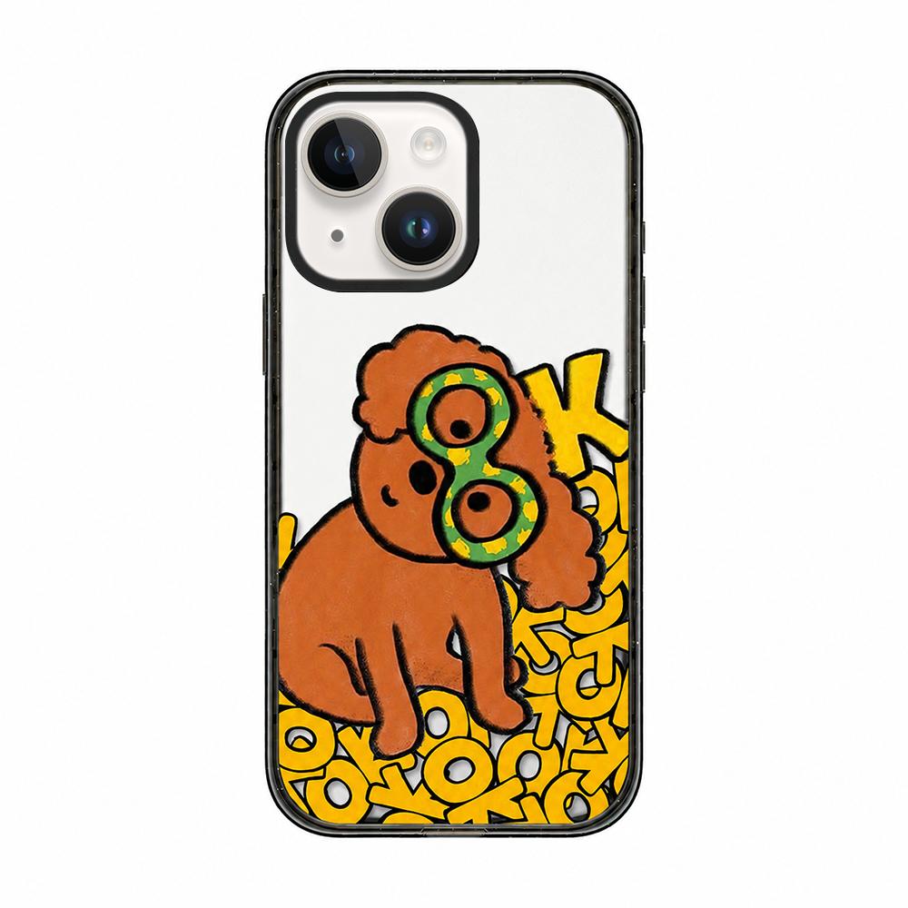 For iPhone 14 Cute Dog Pattern Acrylic TPU Phone Case - Brown Curly Haired Puppy - EDA009696814B