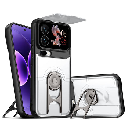 For Xiaomi 17 Pro Max Sliding Camera Cover 2 in 1 Rotating Holder Air Bag Shockproof Phone Case - Silvery - EDA009697103A