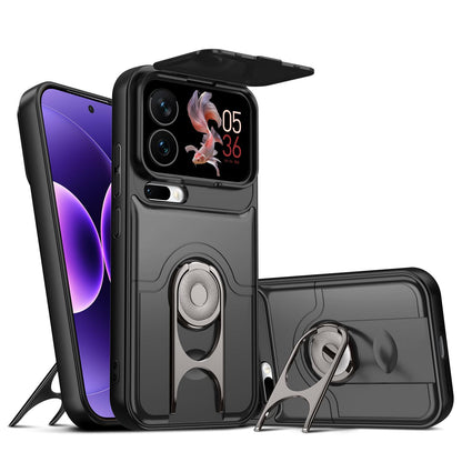 For Xiaomi 17 Pro Max Sliding Camera Cover 2 in 1 Rotating Holder Air Bag Shockproof Phone Case - Black - EDA009697103B