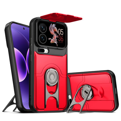 For Xiaomi 17 Pro Max Sliding Camera Cover 2 in 1 Rotating Holder Air Bag Shockproof Phone Case - Red - EDA009697103D