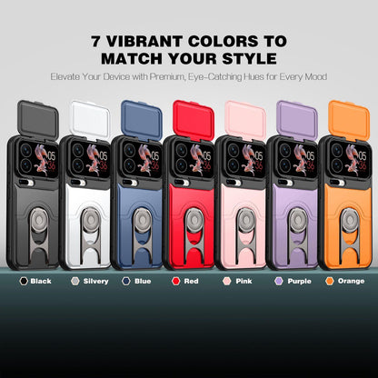 For Xiaomi 17 Pro Max Sliding Camera Cover 2 in 1 Rotating Holder Air Bag Shockproof Phone Case - Red - EDA009697103D