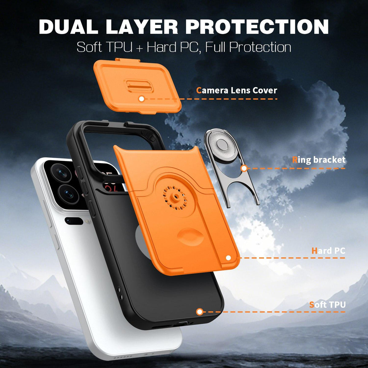 For Xiaomi 17 Pro Max Sliding Camera Cover 2 in 1 Rotating Holder Air Bag Shockproof Phone Case - Red - EDA009697103D