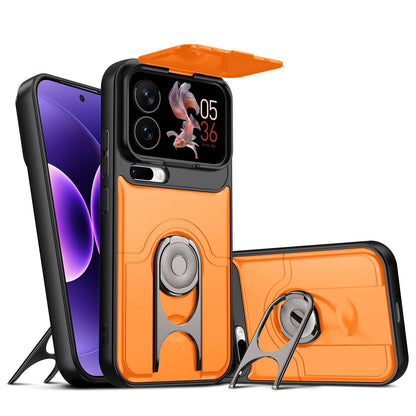 For Xiaomi 17 Pro Max Sliding Camera Cover 2 in 1 Rotating Holder Air Bag Shockproof Phone Case - Orange - EDA009697103F