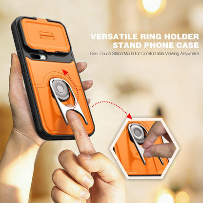 For Xiaomi 17 Pro Max Sliding Camera Cover 2 in 1 Rotating Holder Air Bag Shockproof Phone Case - Orange - EDA009697103F