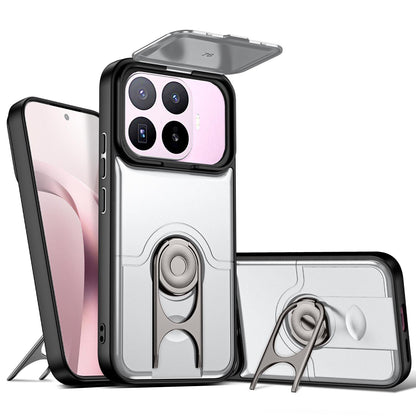 For Xiaomi 17T 5G Sliding Camera Cover 2 in 1 Rotating Holder Air Bag Shockproof Phone Case - Silvery - EDA009697104A