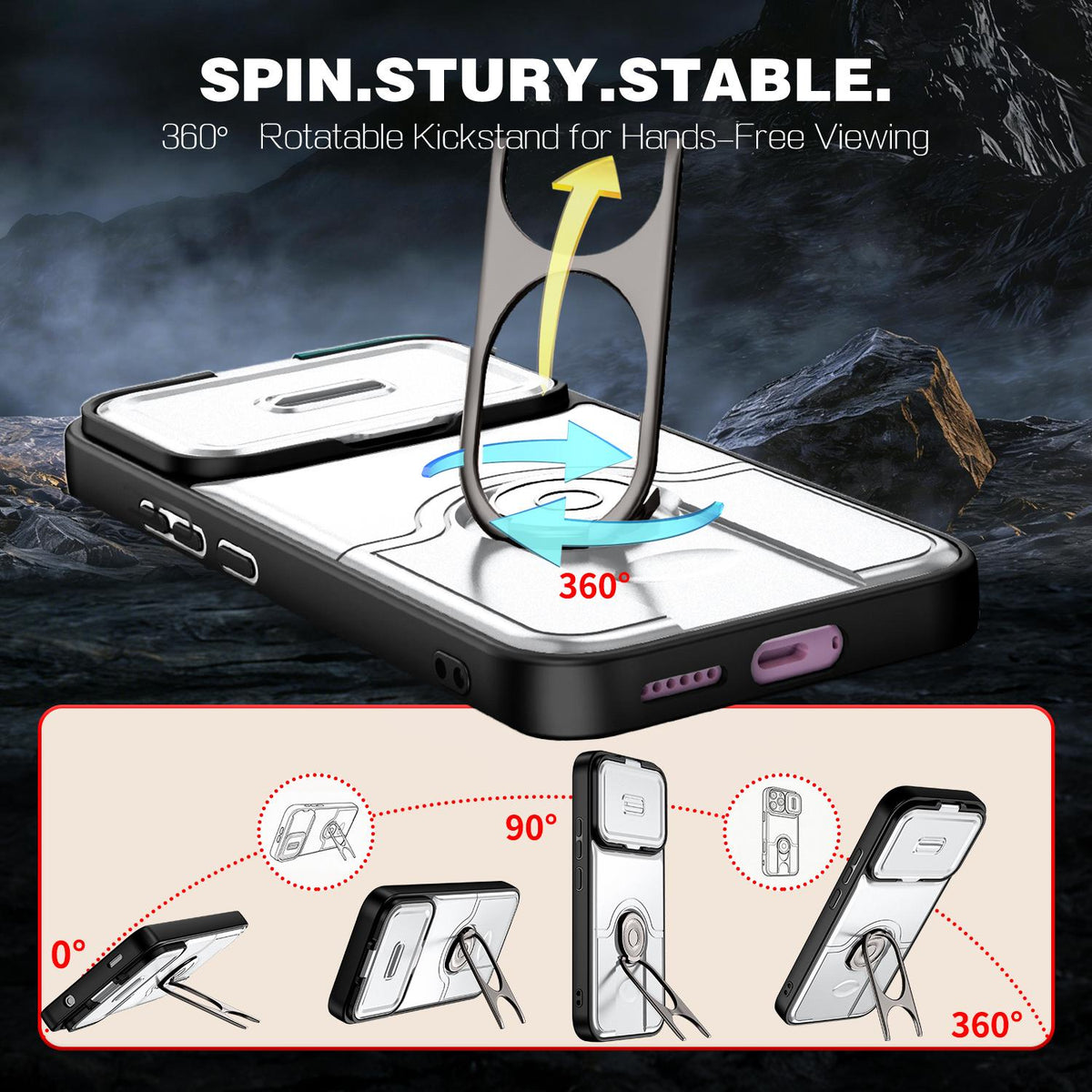 For Xiaomi 17T 5G Sliding Camera Cover 2 in 1 Rotating Holder Air Bag Shockproof Phone Case - Silvery - EDA009697104A