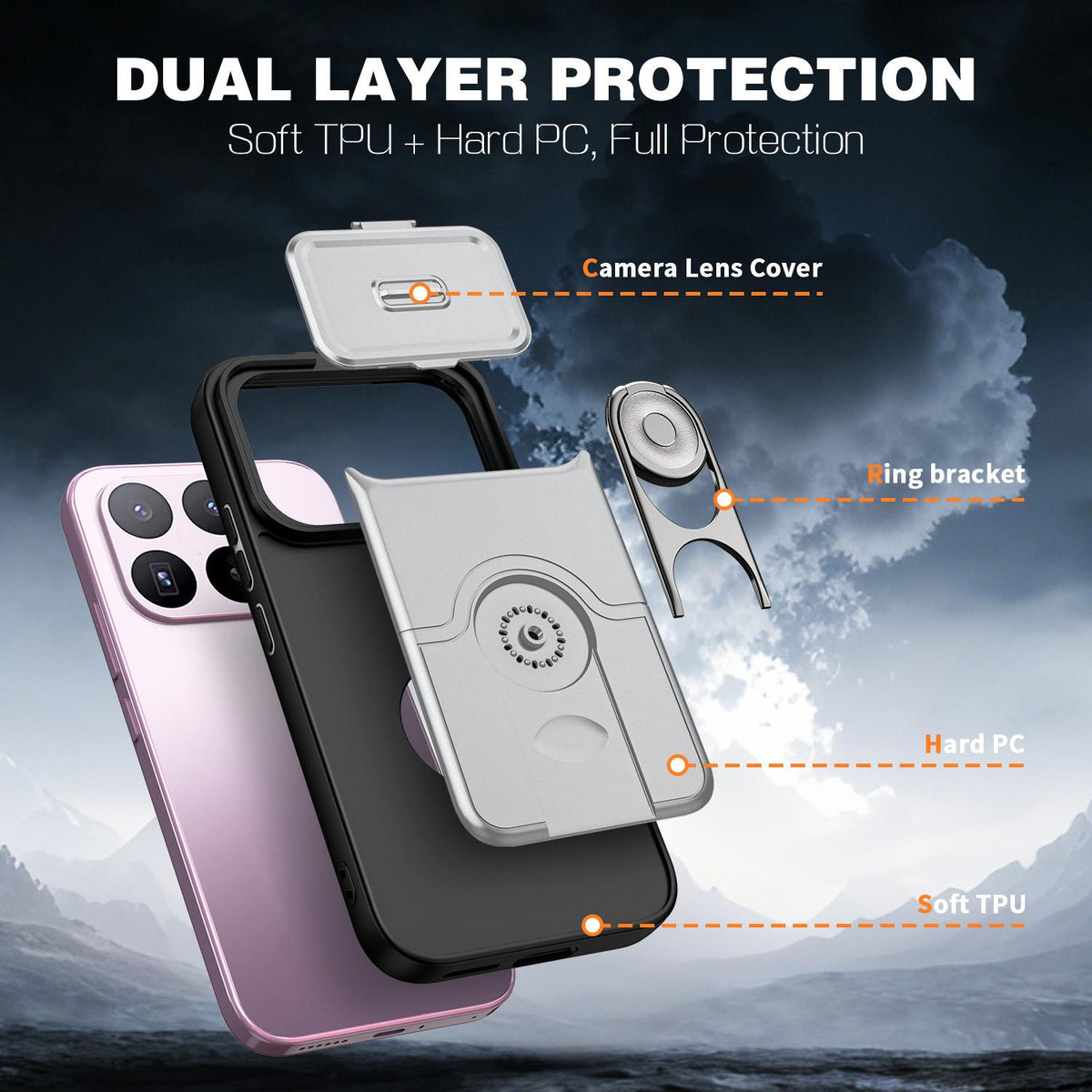 For Xiaomi 17T 5G Sliding Camera Cover 2 in 1 Rotating Holder Air Bag Shockproof Phone Case - Silvery - EDA009697104A