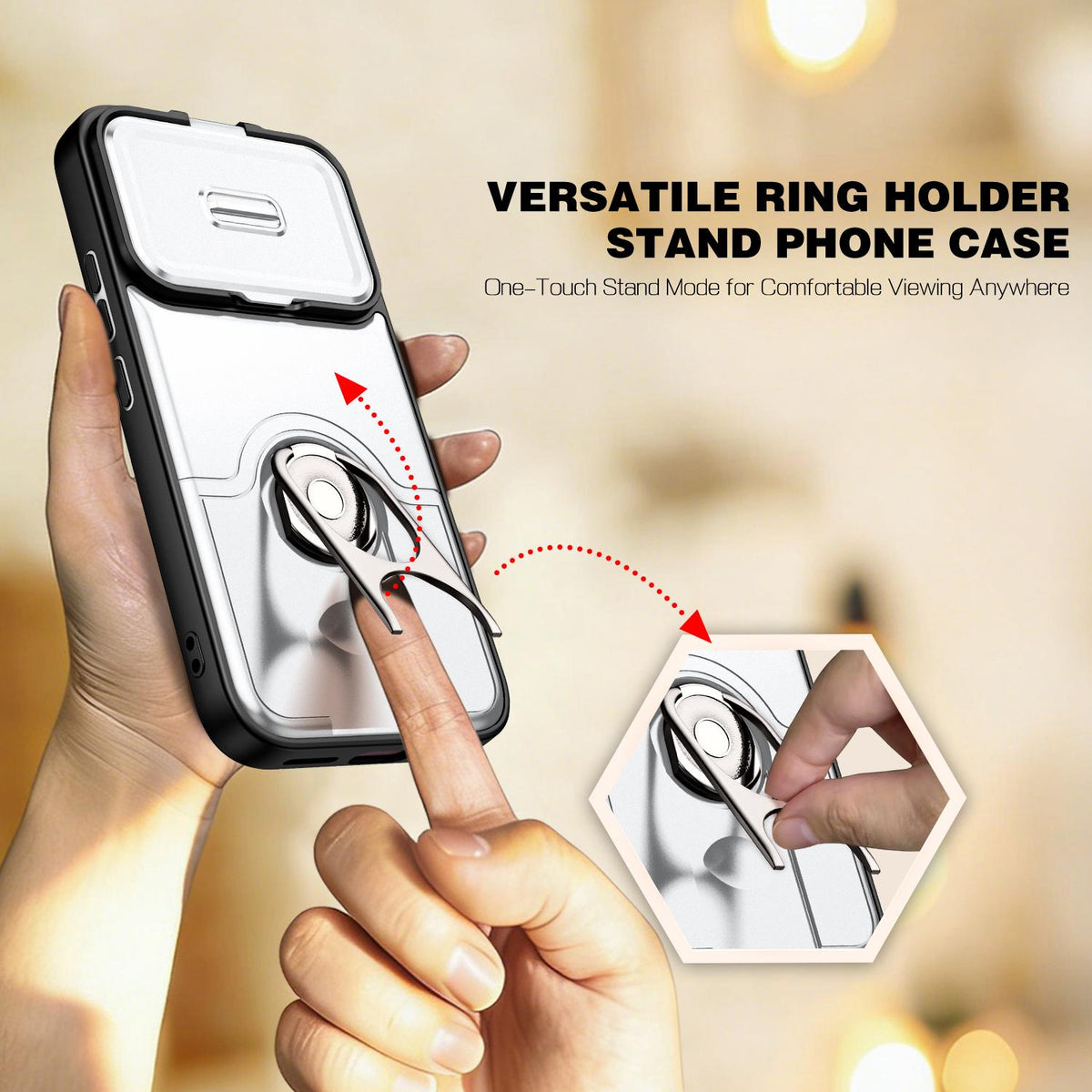 For Xiaomi 17T 5G Sliding Camera Cover 2 in 1 Rotating Holder Air Bag Shockproof Phone Case - Silvery - EDA009697104A