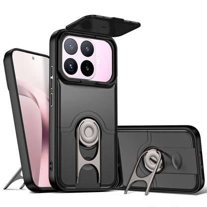 For Xiaomi 17T 5G Sliding Camera Cover 2 in 1 Rotating Holder Air Bag Shockproof Phone Case - Black - EDA009697104B
