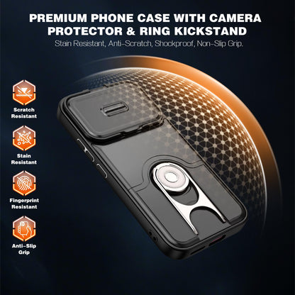 For Xiaomi 17T 5G Sliding Camera Cover 2 in 1 Rotating Holder Air Bag Shockproof Phone Case - Black - EDA009697104B