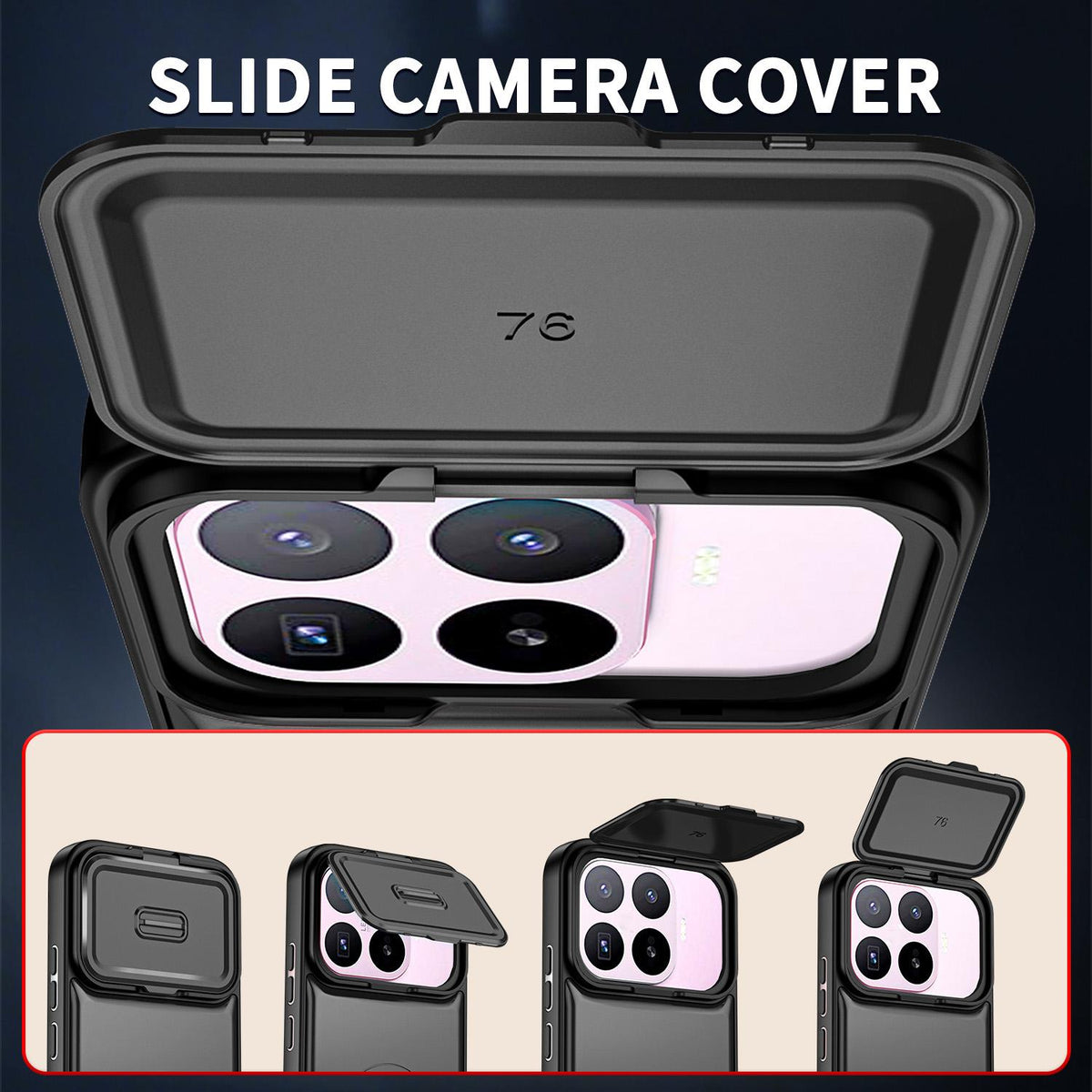 For Xiaomi 17T 5G Sliding Camera Cover 2 in 1 Rotating Holder Air Bag Shockproof Phone Case - Black - EDA009697104B