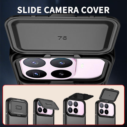 For Xiaomi 17T 5G Sliding Camera Cover 2 in 1 Rotating Holder Air Bag Shockproof Phone Case - Black - EDA009697104B