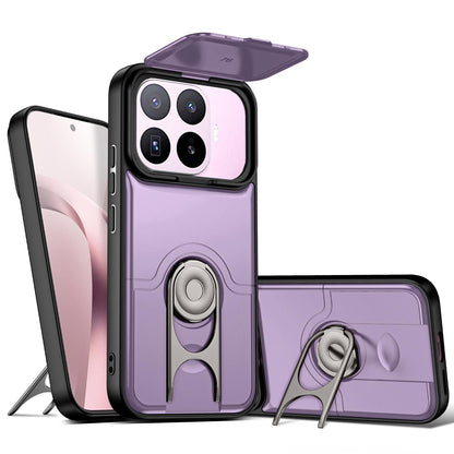 For Xiaomi 17T 5G Sliding Camera Cover 2 in 1 Rotating Holder Air Bag Shockproof Phone Case - Purple - EDA009697104C