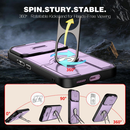 For Xiaomi 17T 5G Sliding Camera Cover 2 in 1 Rotating Holder Air Bag Shockproof Phone Case - Purple - EDA009697104C