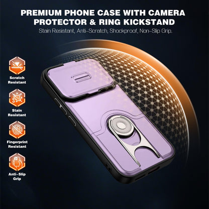 For Xiaomi 17T 5G Sliding Camera Cover 2 in 1 Rotating Holder Air Bag Shockproof Phone Case - Purple - EDA009697104C