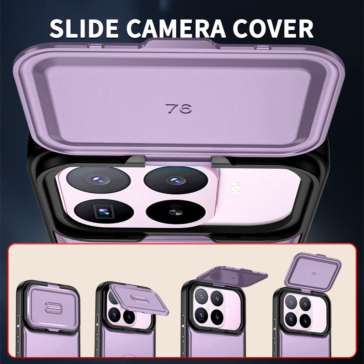 For Xiaomi 17T 5G Sliding Camera Cover 2 in 1 Rotating Holder Air Bag Shockproof Phone Case - Purple - EDA009697104C