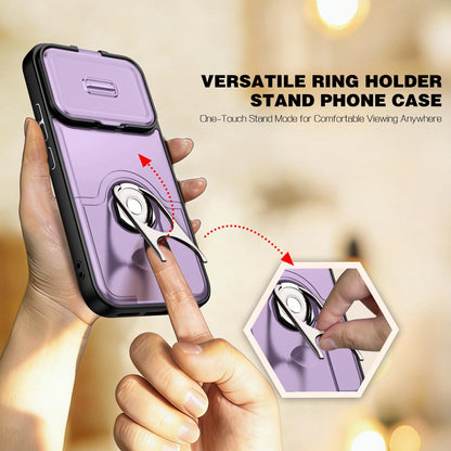 For Xiaomi 17T 5G Sliding Camera Cover 2 in 1 Rotating Holder Air Bag Shockproof Phone Case - Purple - EDA009697104C