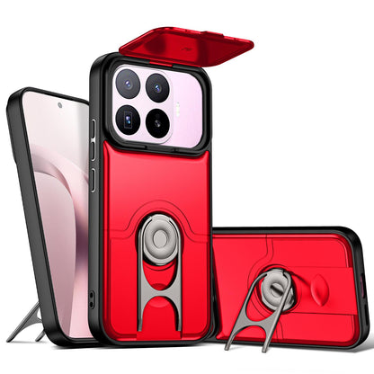For Xiaomi 17T 5G Sliding Camera Cover 2 in 1 Rotating Holder Air Bag Shockproof Phone Case - Red - EDA009697104D