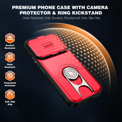 For Xiaomi 17T 5G Sliding Camera Cover 2 in 1 Rotating Holder Air Bag Shockproof Phone Case - Red - EDA009697104D