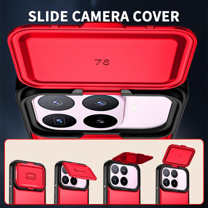 For Xiaomi 17T 5G Sliding Camera Cover 2 in 1 Rotating Holder Air Bag Shockproof Phone Case - Red - EDA009697104D