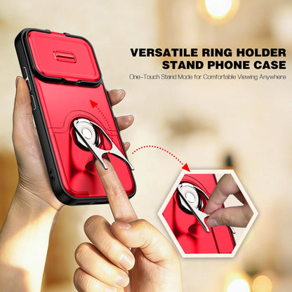 For Xiaomi 17T 5G Sliding Camera Cover 2 in 1 Rotating Holder Air Bag Shockproof Phone Case - Red - EDA009697104D
