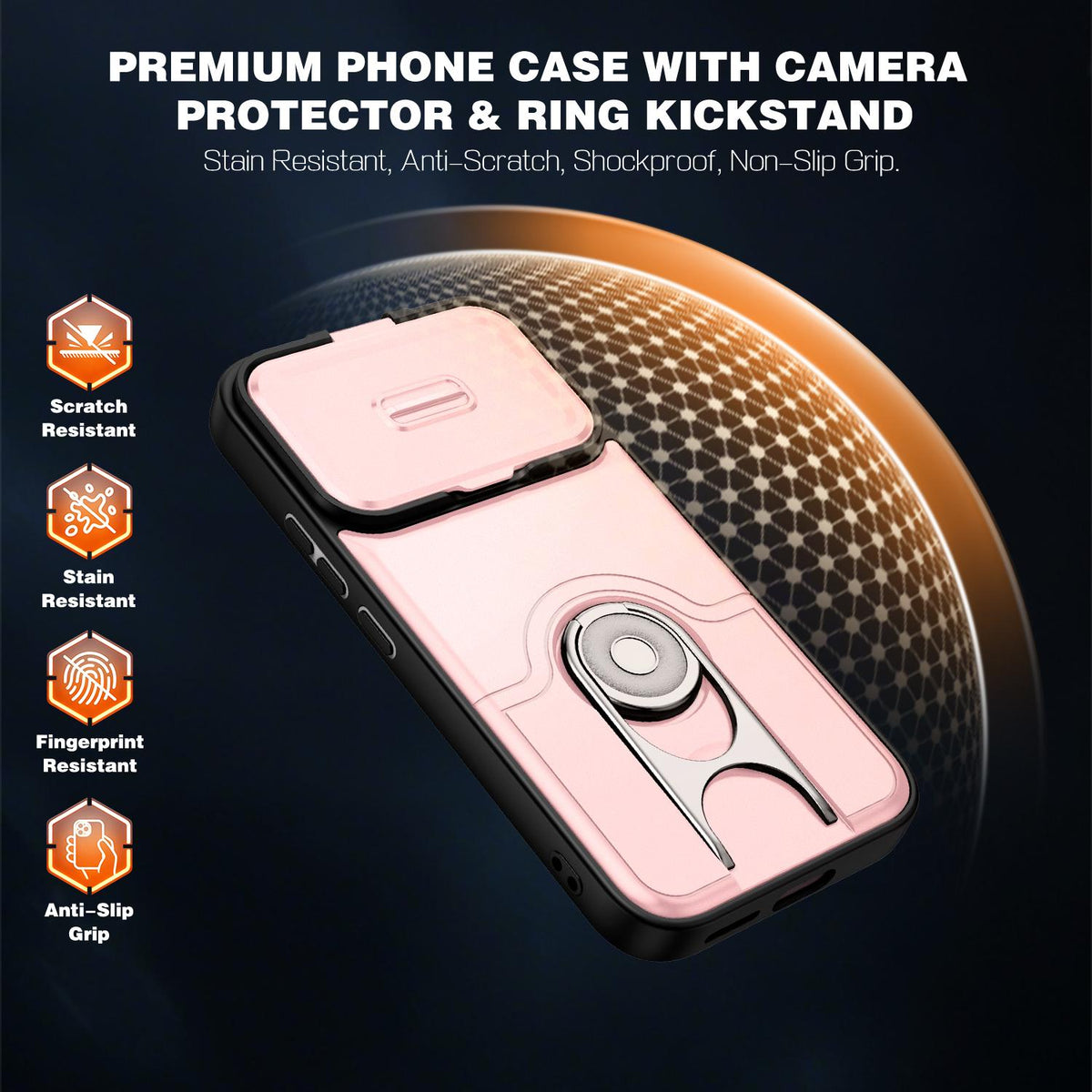 For Xiaomi 17T 5G Sliding Camera Cover 2 in 1 Rotating Holder Air Bag Shockproof Phone Case - Pink - EDA009697104E
