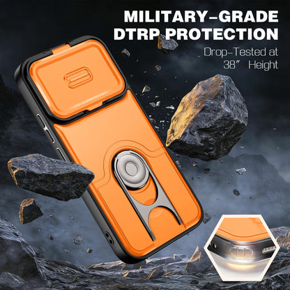 For Xiaomi 17T 5G Sliding Camera Cover 2 in 1 Rotating Holder Air Bag Shockproof Phone Case - Orange - EDA009697104F