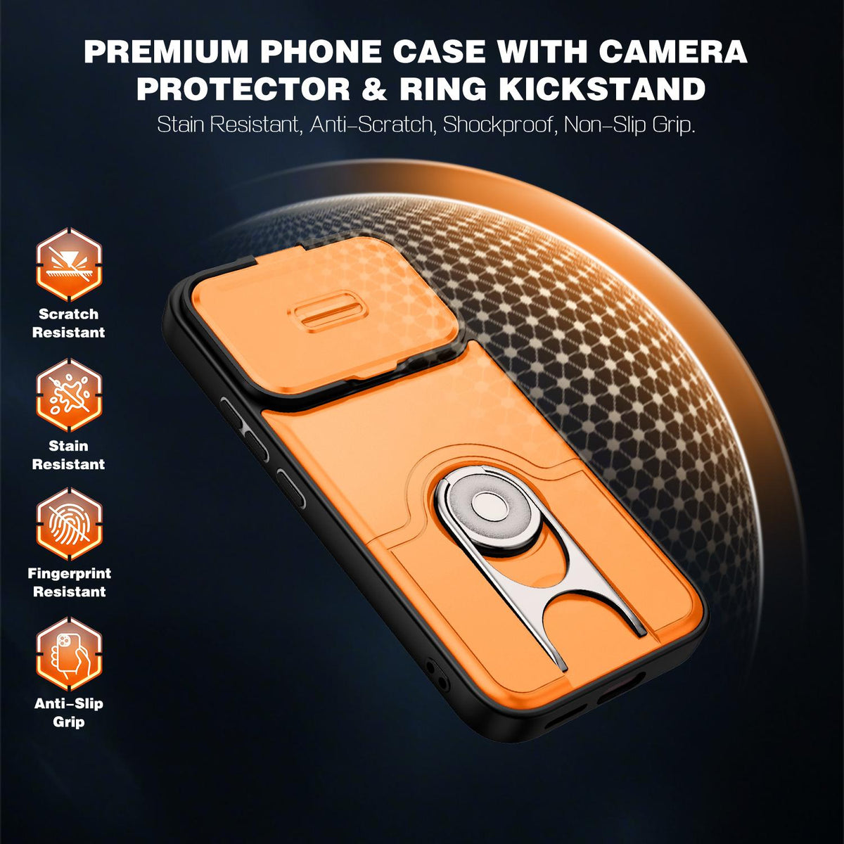 For Xiaomi 17T 5G Sliding Camera Cover 2 in 1 Rotating Holder Air Bag Shockproof Phone Case - Orange - EDA009697104F