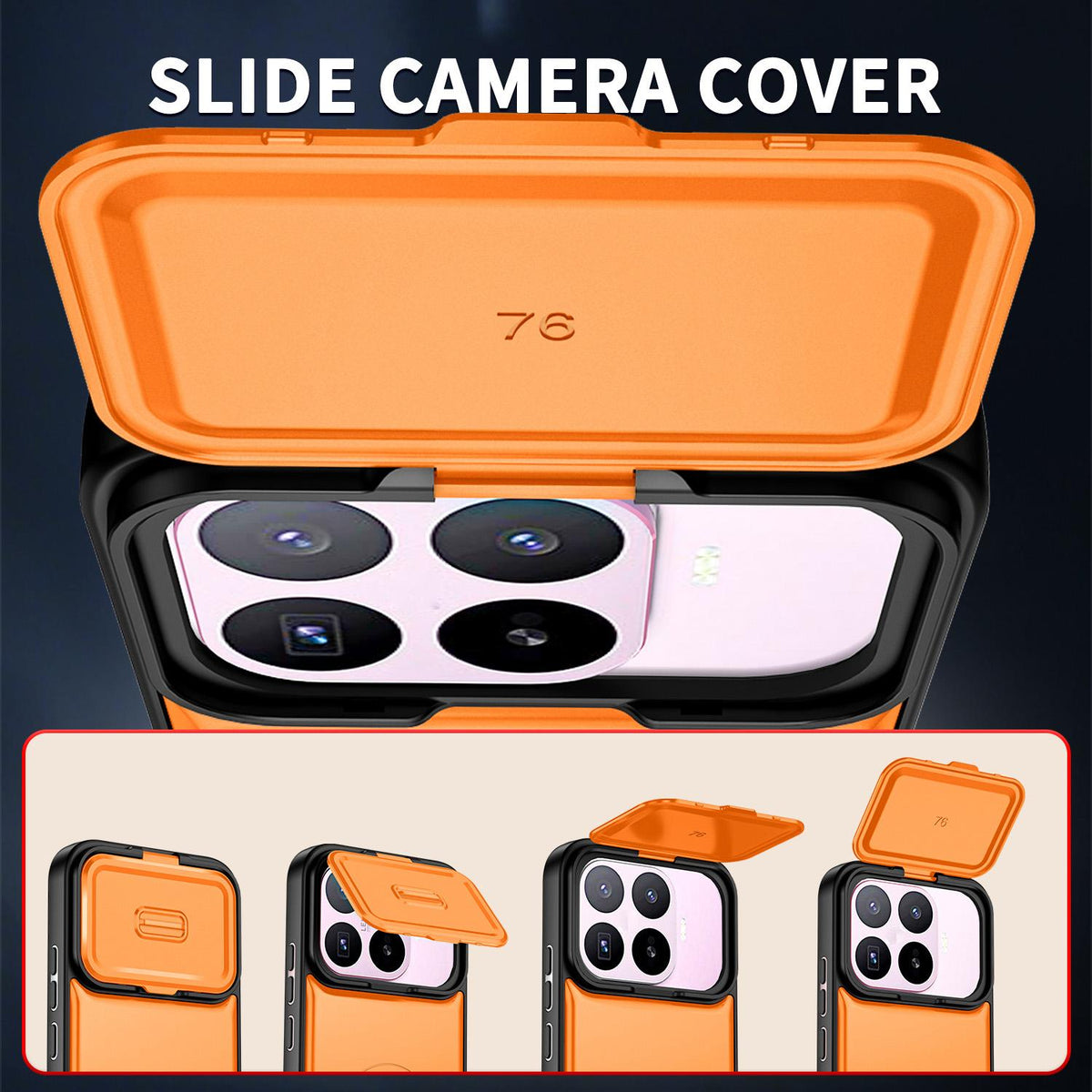For Xiaomi 17T 5G Sliding Camera Cover 2 in 1 Rotating Holder Air Bag Shockproof Phone Case - Orange - EDA009697104F
